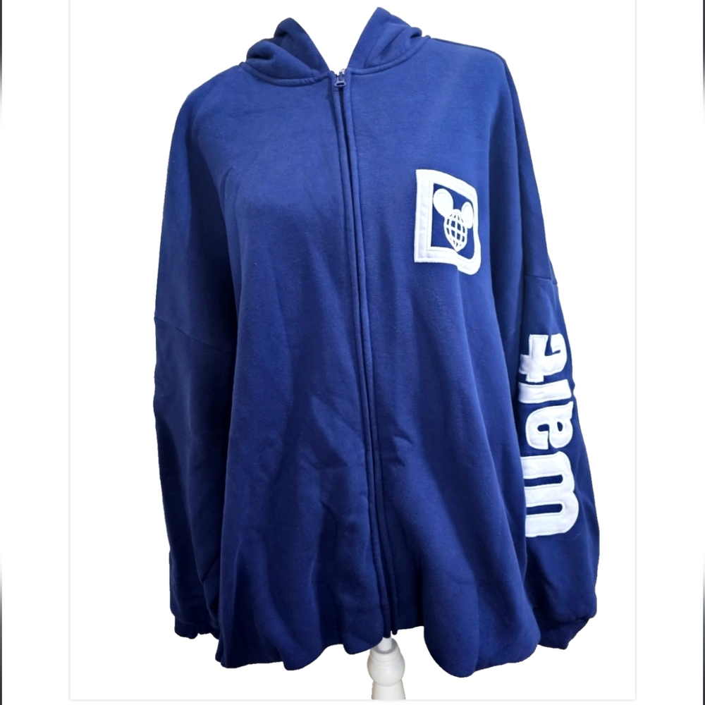 Disney World XXL Navy Zip Hoodie Jacket Unisex Pockets Park Logo
